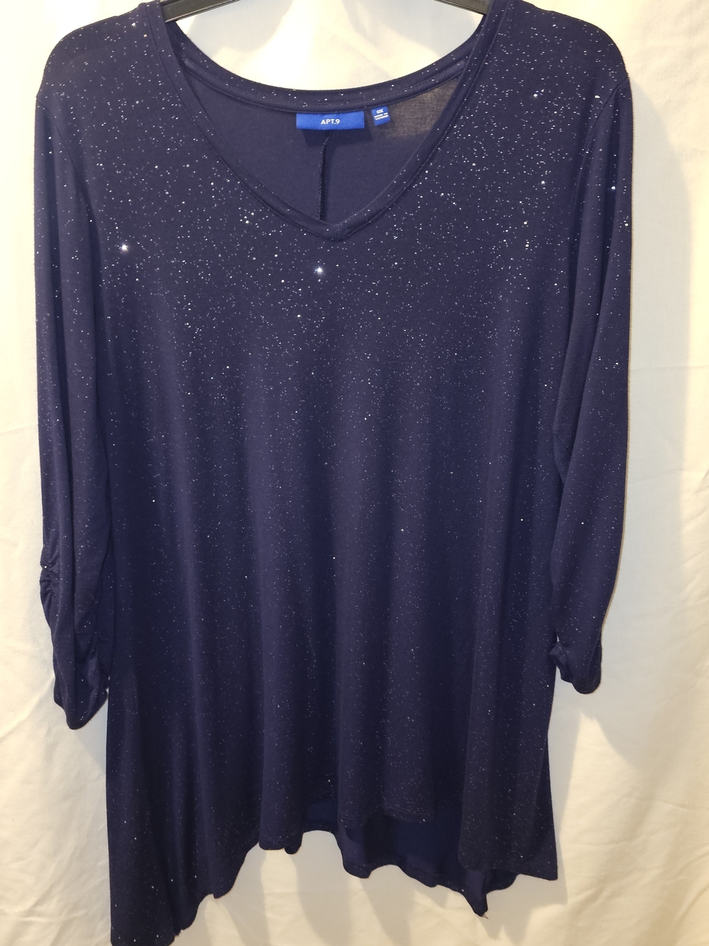Apt. 9 Navy Sparkle V-Neck Blouse